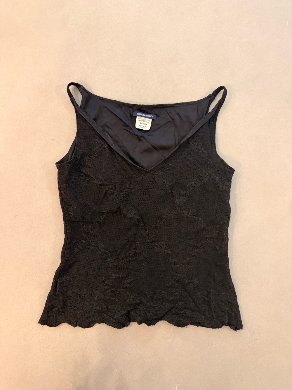 Boston Proper Black Lace-Detail V-Neck Camisole